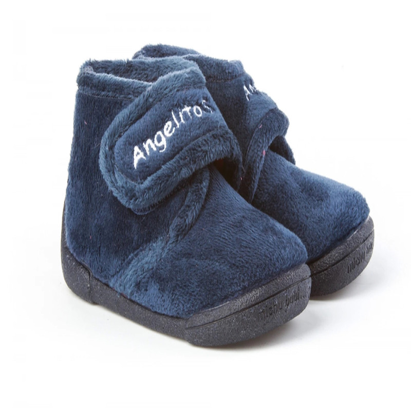Made in Spain EU20-23 Baby Boy Non Slip Rubber sole Velcro Bootie Shoes Marino